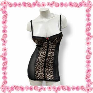 MARILYN MONROE ENVY - Mesh & Animal Print Satin Bra & Shaper Lingerie / M (36B)
